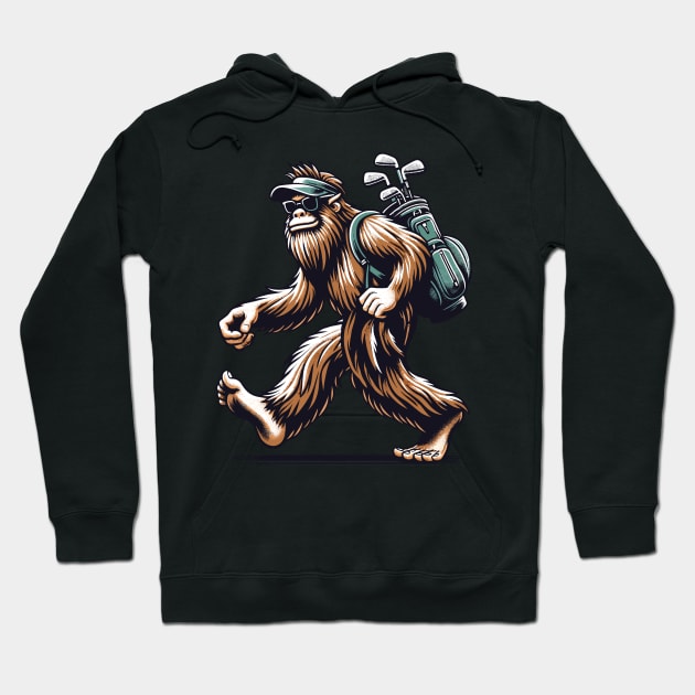 Funny Golf Novelty Sasquatch Bigfoot Golfing Hoodie by KsuAnn